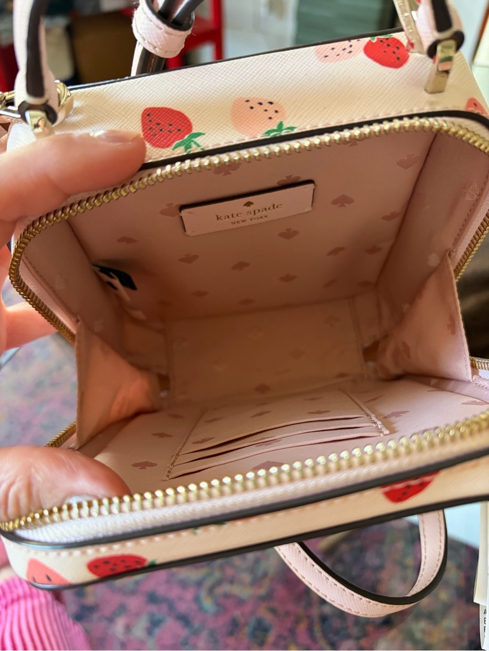 kate spade Pink Strawberry Print Crossbody Bag - Picture 3 of 4